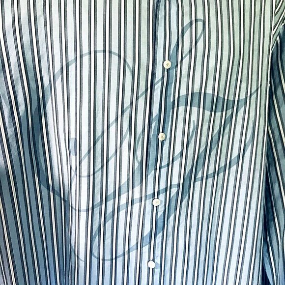 Sean John Shirt RARE SJ Spell-Out Blue Stripe French Cuff XXL Mens Y2K Hip Hop - Picture 2 of 11